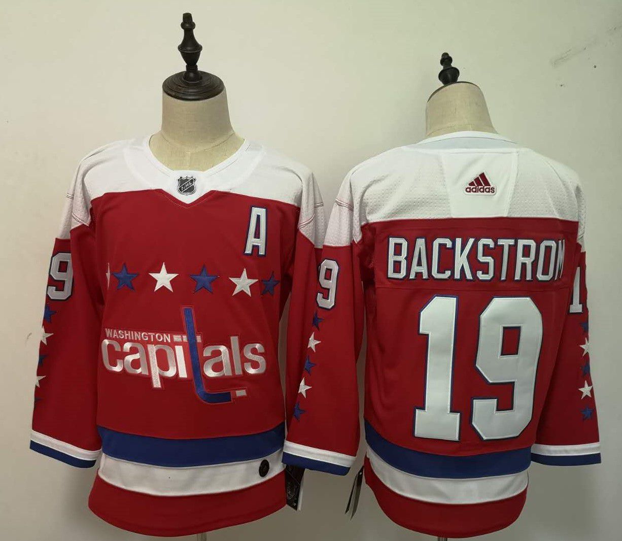 Men Washington Capitals #19 Backstron Red Adidas Alternate Authentic Stitched NHL Jersey